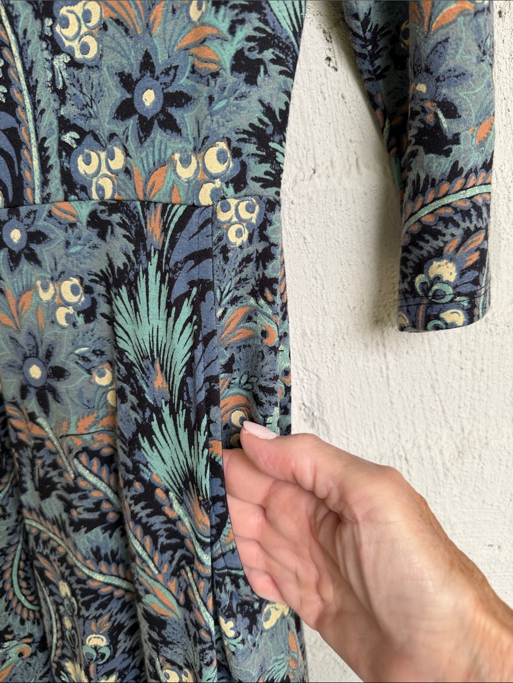 Peruvian Connection Blue Floral Pima Cotton Pullover Maxi Dress Size XS - Picture 5 of 11
